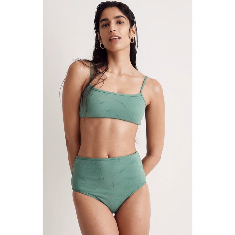 Madewell Bikini Top Tie Back Swim Jacquard Swimwear Trellis Summer Vacation XS